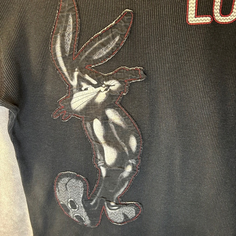 VTG Bugs Bunny Lot 29 Luxe Black Thermal Shirt Mens XXL Long Sleeve Waffle Knit
